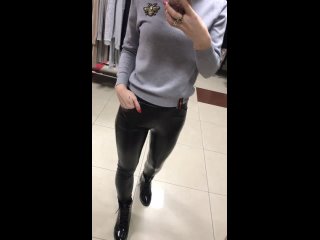 a young girl and her beautiful image leather leggings blouse